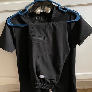 Figs Catarina One-Pocket Scrub Top and Yola Skinny Scrub Pants XXS/P- Black